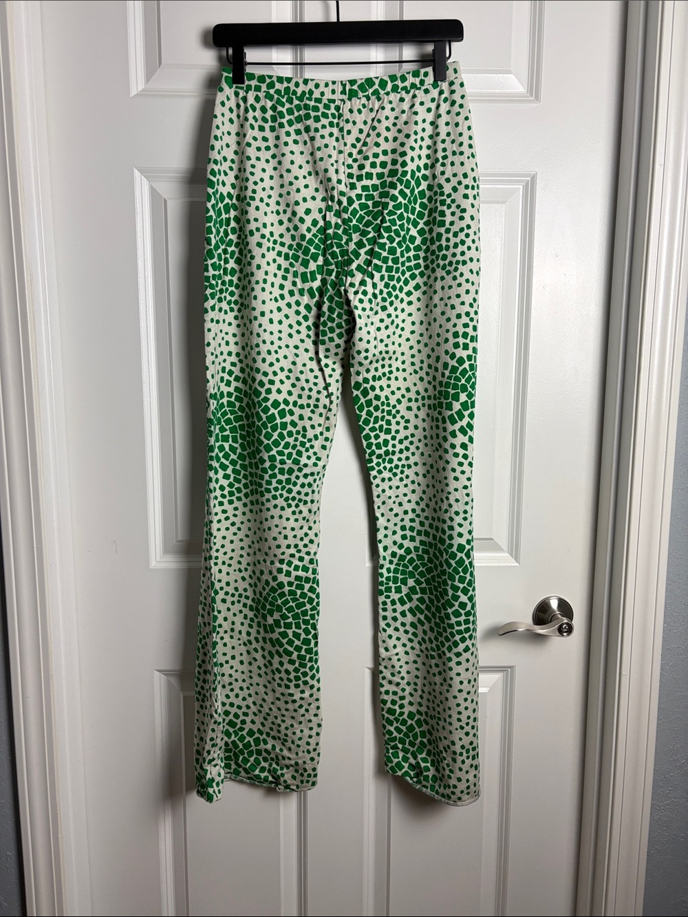 Diane Von Furstenberg Finn wide leg green and ivory mosaic cloud pant - Picture 3 of 6